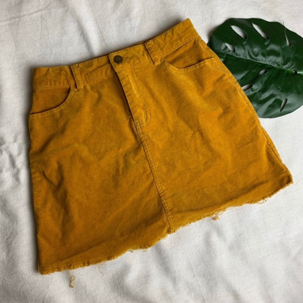 Mustard Corduroy Miniskirt • Size Small